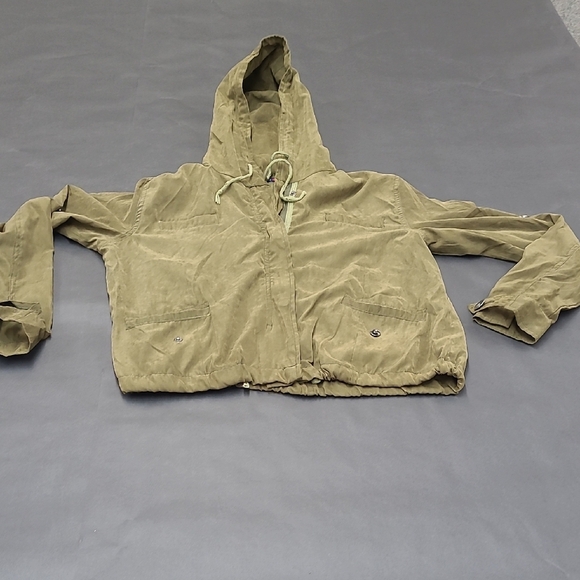 Brandy Melville Olive Green Military Hooded Jacket Size M/L - Picture 2 of 12